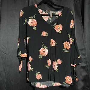 3/4 Sleeve Floral Blouse